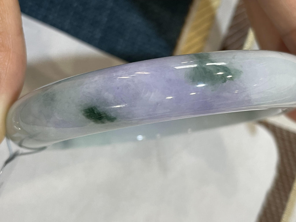 大圈口 细糯种紫罗兰飘花正圈平安镯58圈 天然缅甸A糊哦非常（yc466818）