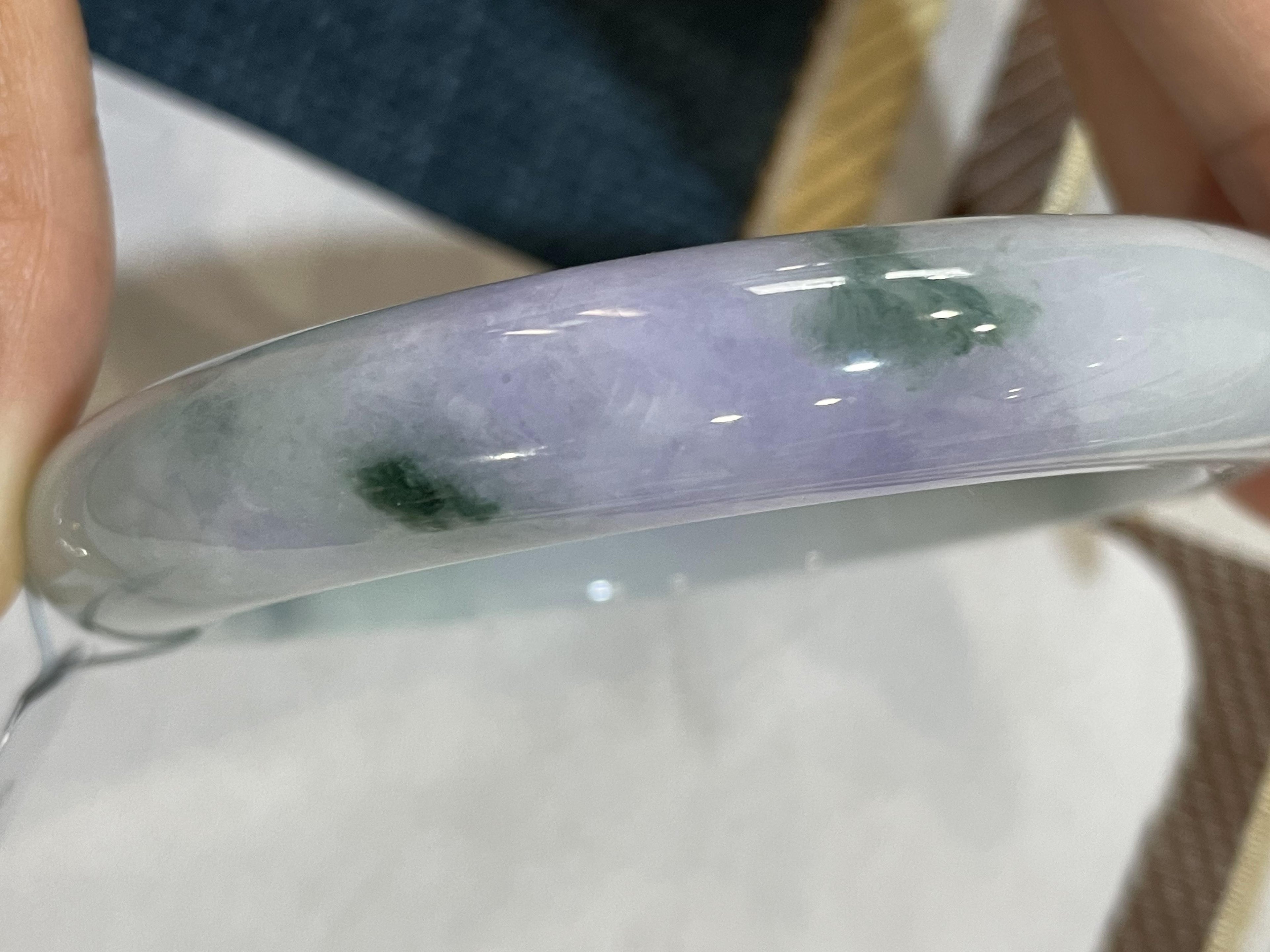 大圈口 细糯种紫罗兰飘花正圈平安镯58圈 天然缅甸A糊哦非常（yc466818）