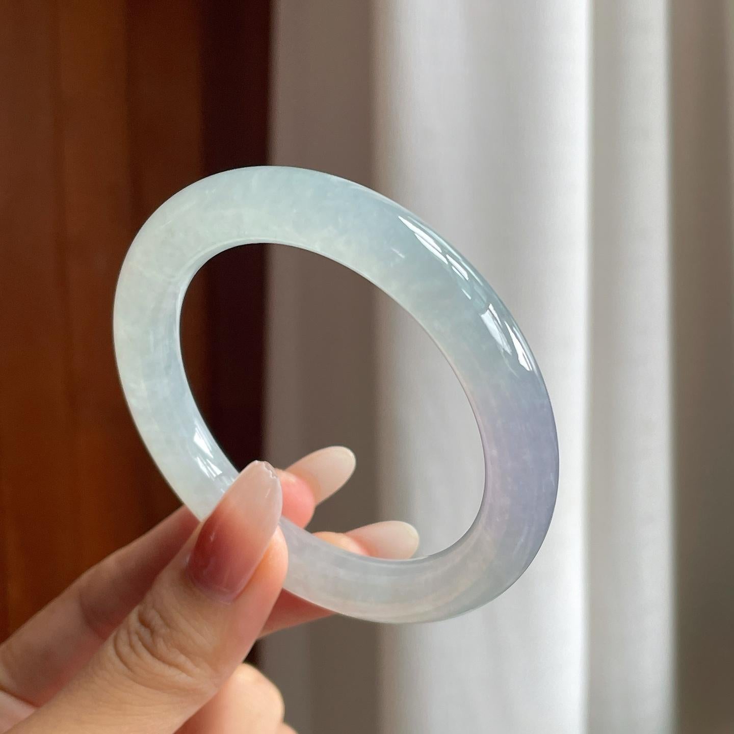 冰种飘花翡翠美人条手镯（56.8mm）（yc263537）