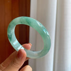 冰种飘花翡翠平安镯（56.7mm）（yc278717）