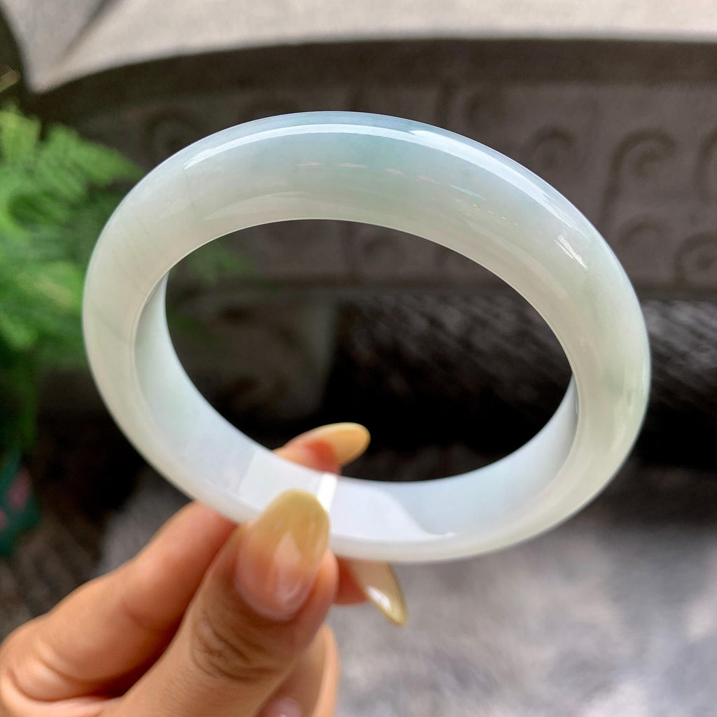 细糯种飘花正圈平安镯57.5圈 天然缅甸A货翡翠（yc481902）