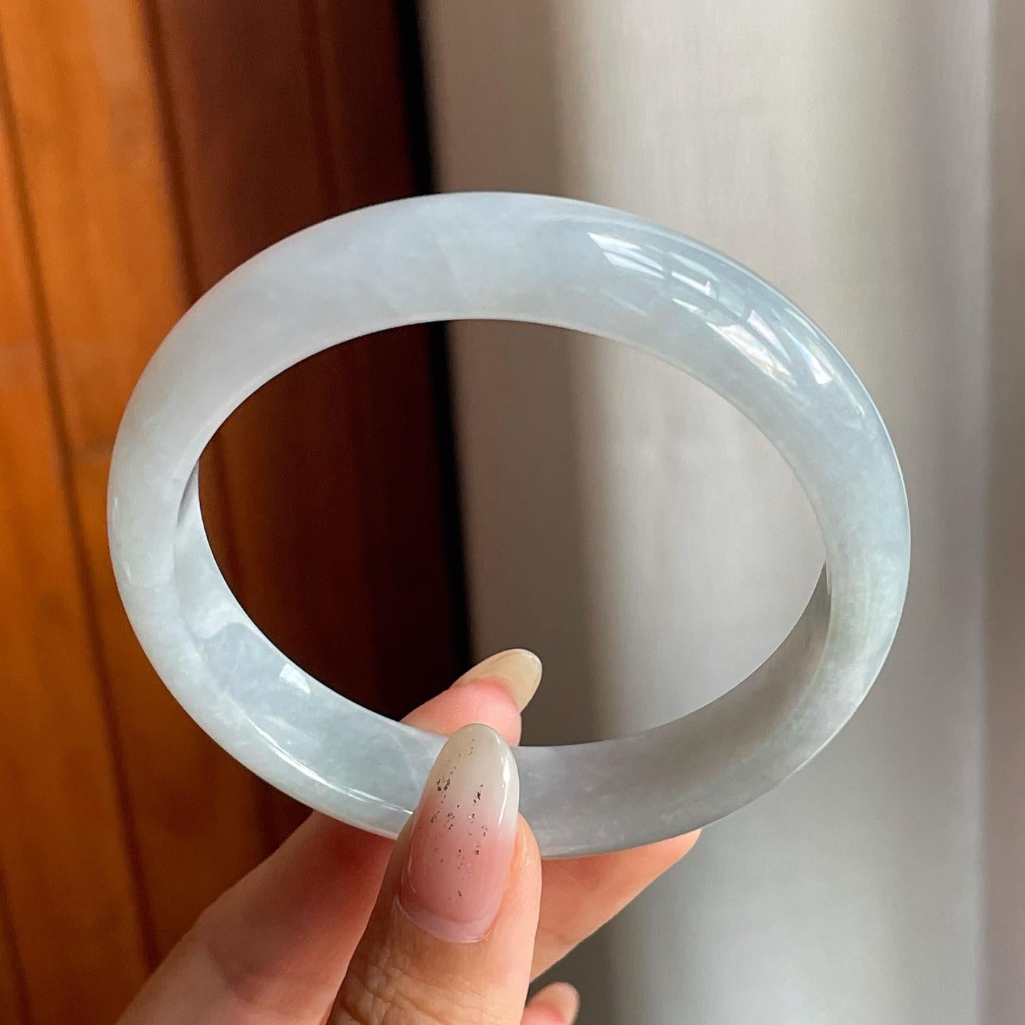 糯冰种带底色翡翠平安镯（58.8mm）（yc216827）