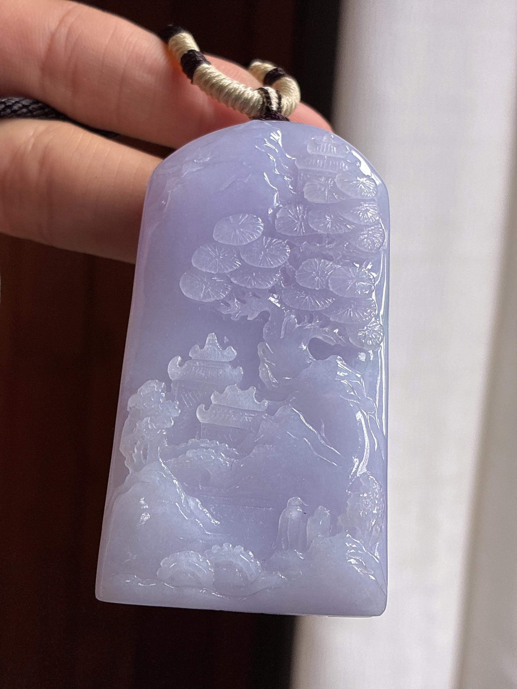 糯冰紫罗兰山水牌 天然缅甸A货翡翠（yc465024）