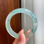冰玻种飘花翡翠平安镯（53mm）（yc335287）