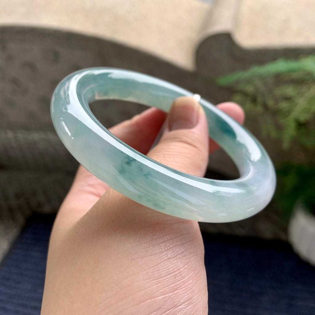糯冰种飘花圆条手镯（56.3mm）（yc228503）
