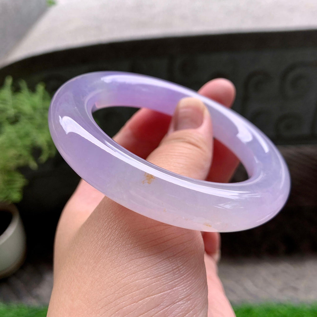 糯冰种紫罗兰洒金圆条手镯（57.3mm）（yc228032）