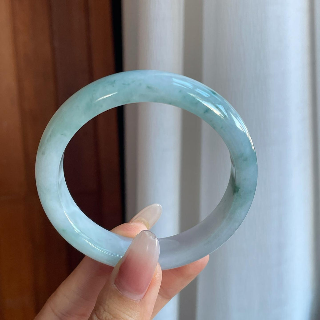 糯冰飘花翡翠平安镯（58.6mm）（yc266507）