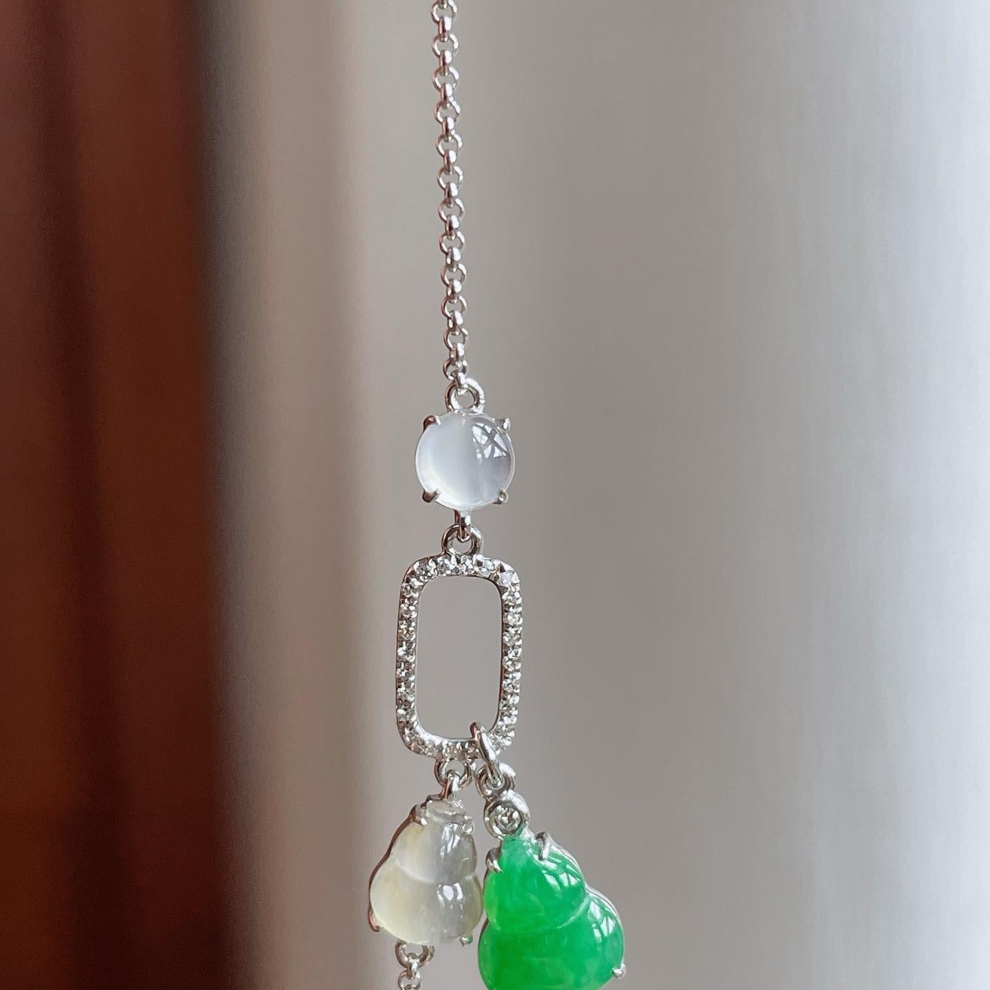 18k金钻镶冰种翡翠手链（yc257280）