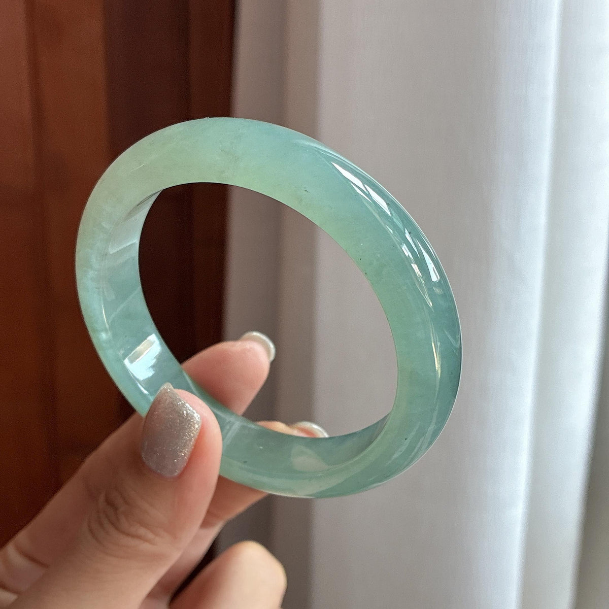 糯冰湖水绿正圈平安镯 57圈（yc747947）