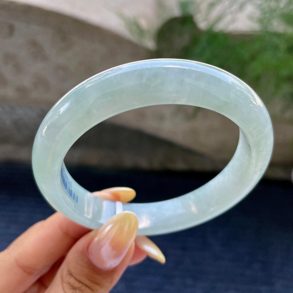 细糯种带底色正圈平安镯57.2圈 天然缅甸A货翡翠（yc466811）