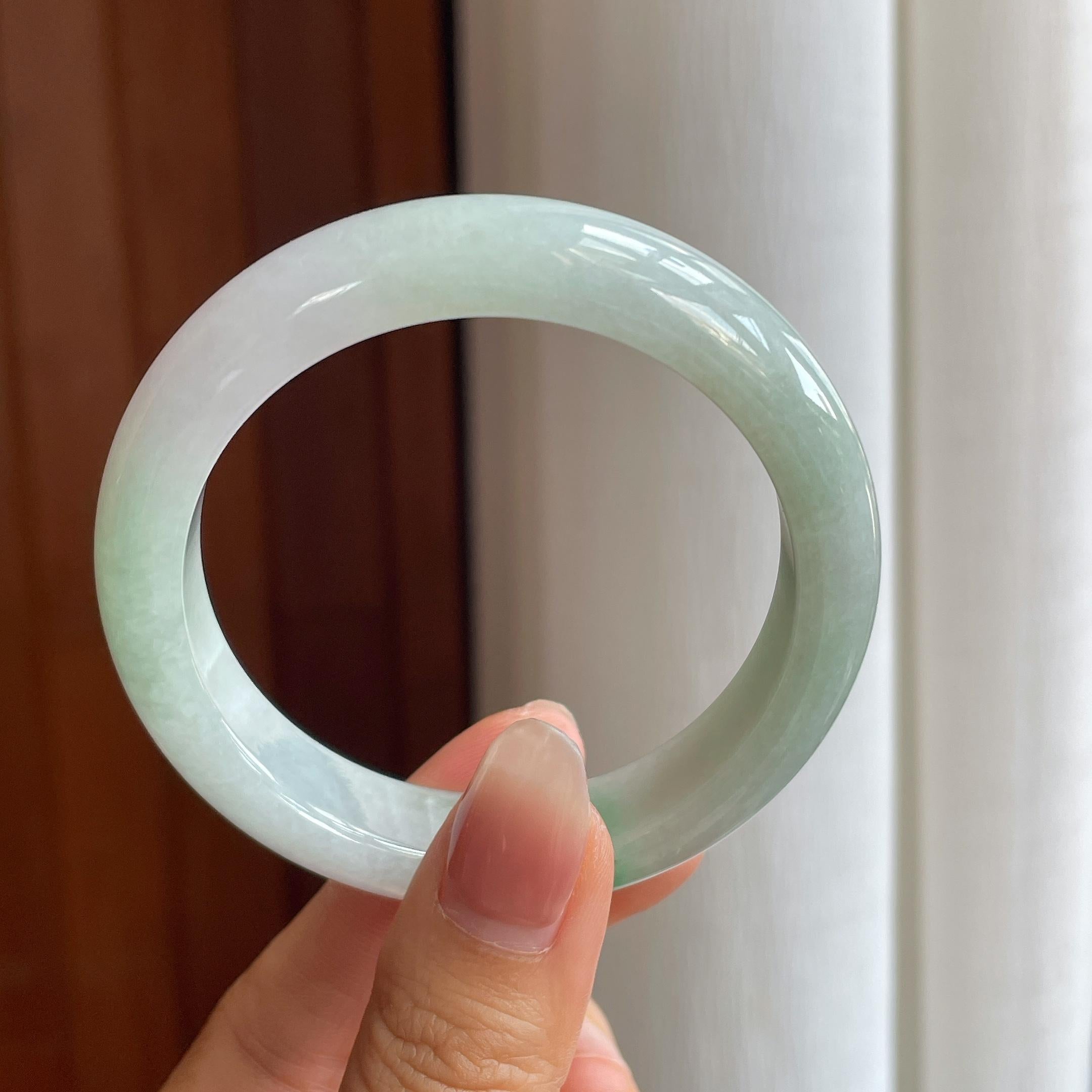 糯冰飘翠翡翠平安镯（54.7mm）（yc314042）