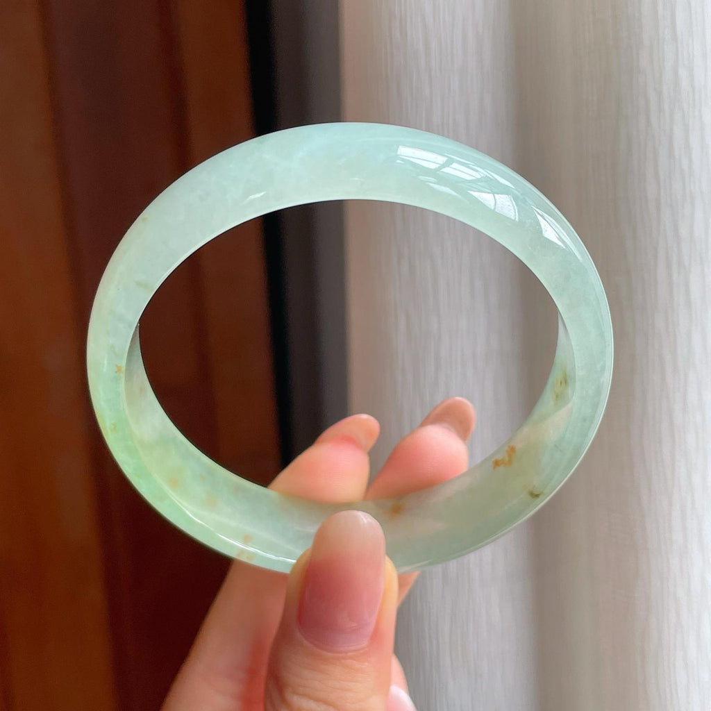 冰种晴底洒金翡翠平安镯（58mm）（yc354344）