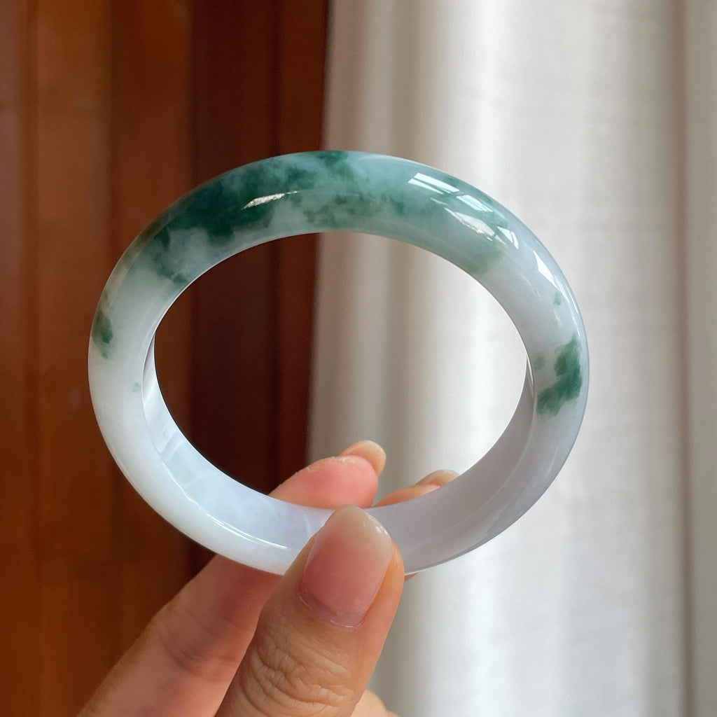 糯冰飘花翡翠平安镯(57.8mm)（yc414421）