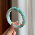 糯种飘花翡翠平安镯（58.5mm)（yc404028）