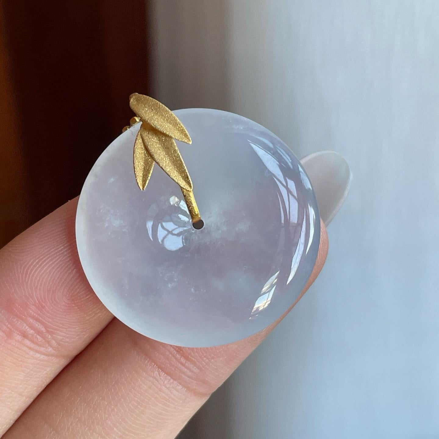 18k金扣冰种翡翠平安扣（yc257819）