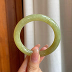 糯冰黄翡翡翠圆条手镯（53.8mm)（yc362668）