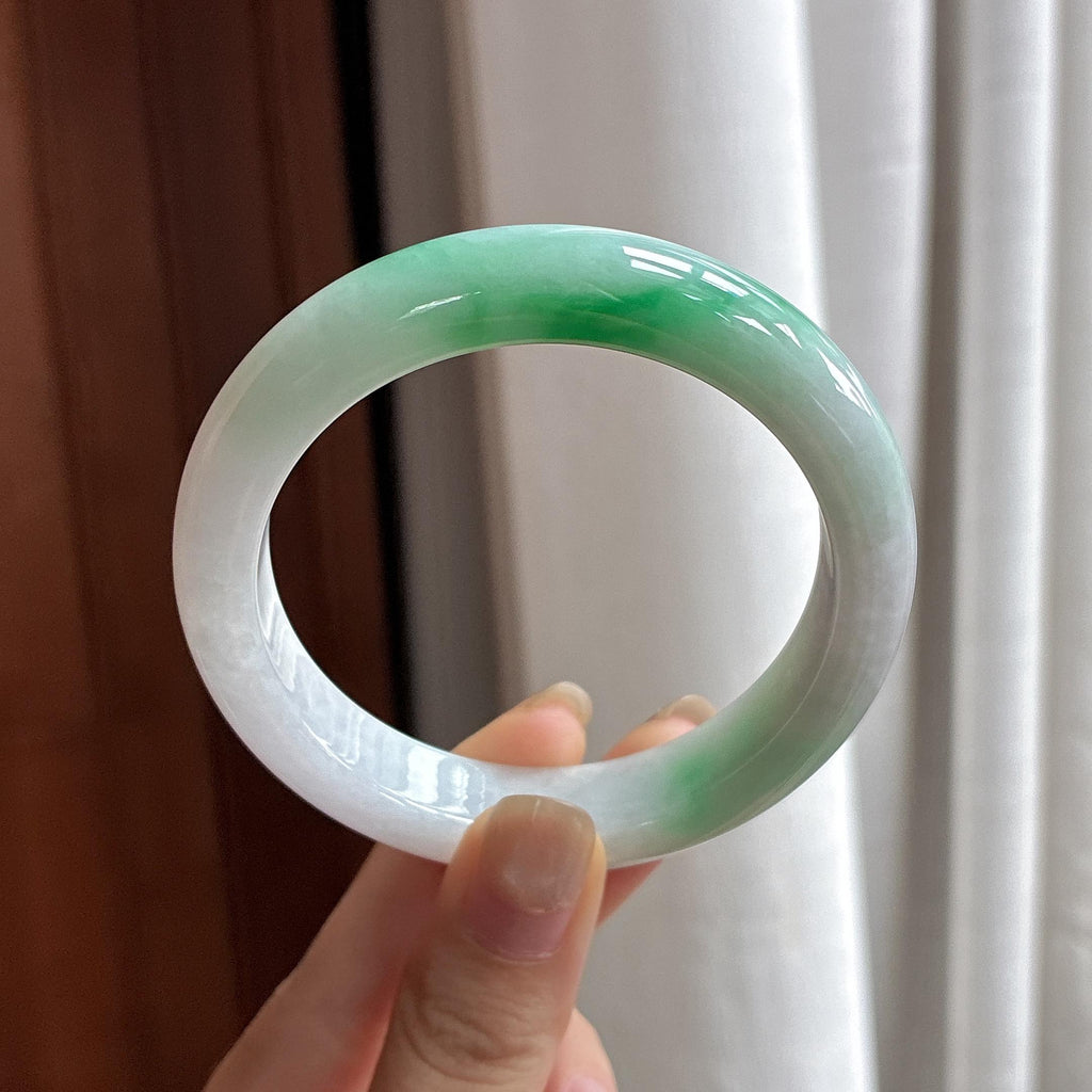 细糯种带色正圈平安镯 55圈 天然A货缅甸翡翠（yc484420）
