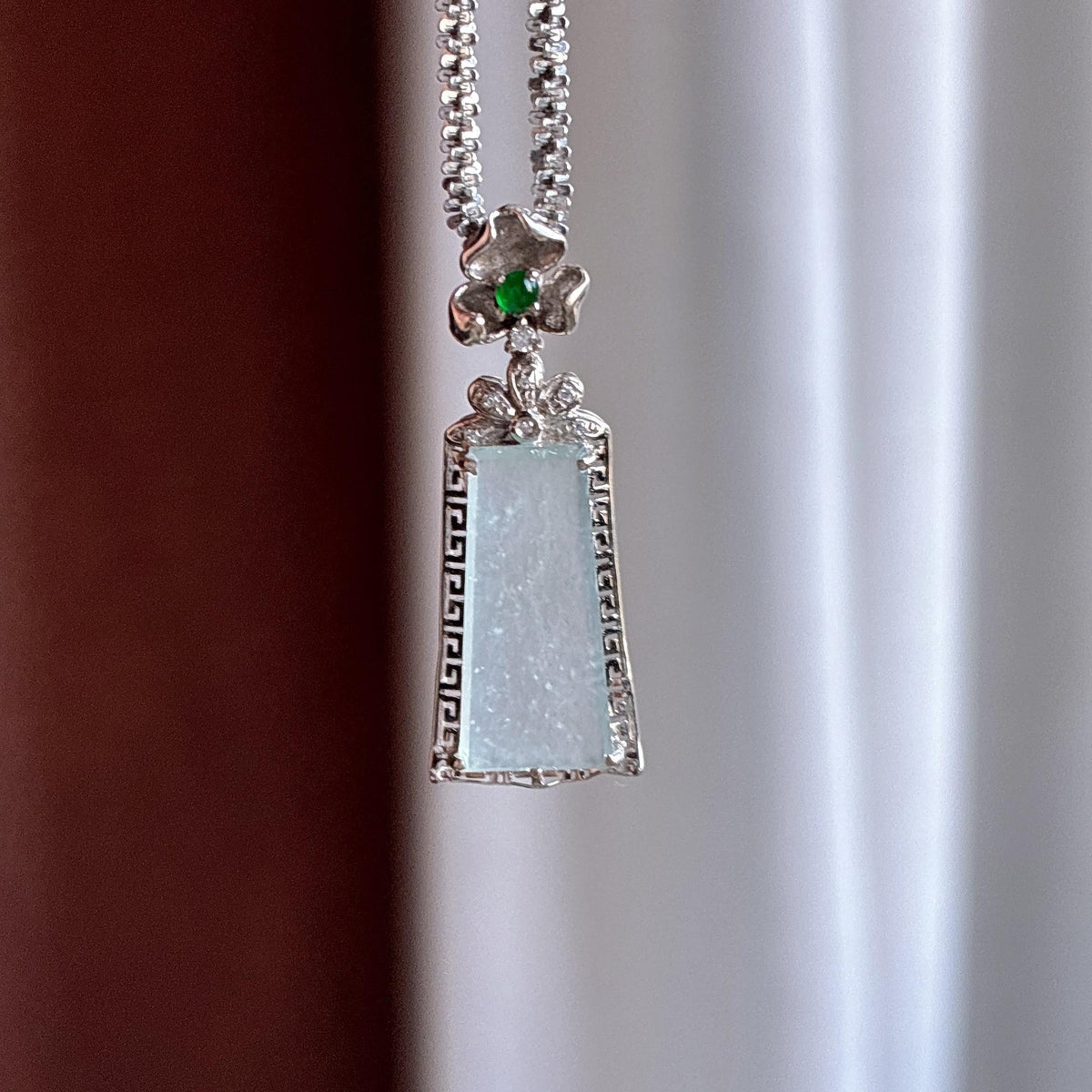 18k金镶糯冰雪花棉无事牌挂件（yc732480）