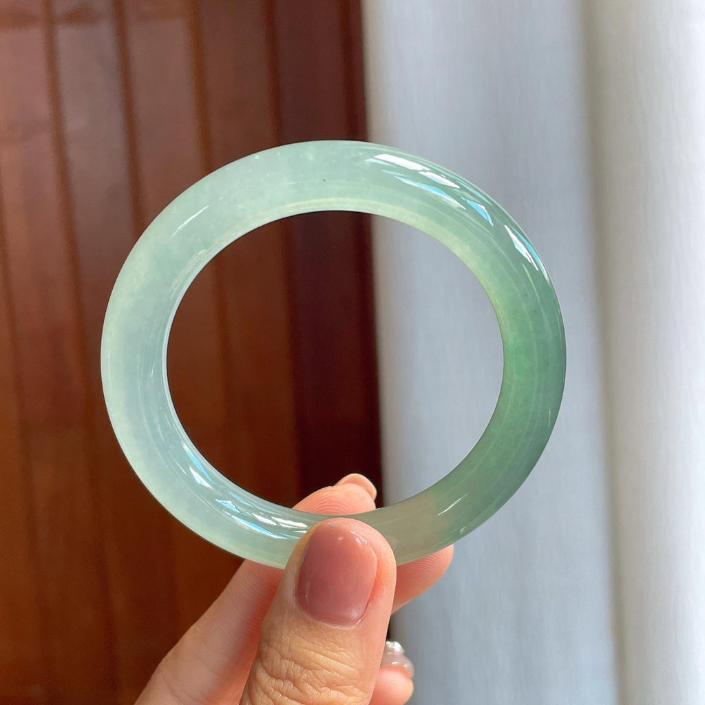 冰种蓝晴底翡翠圆条手镯（52.8mm）（yc276515）