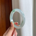 糯冰带色翡翠平安镯（58mm)（yc388754）