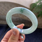 细糯种飘蓝花正圈平安镯  53.6圈口  天然缅甸A货翡翠（yc425951）