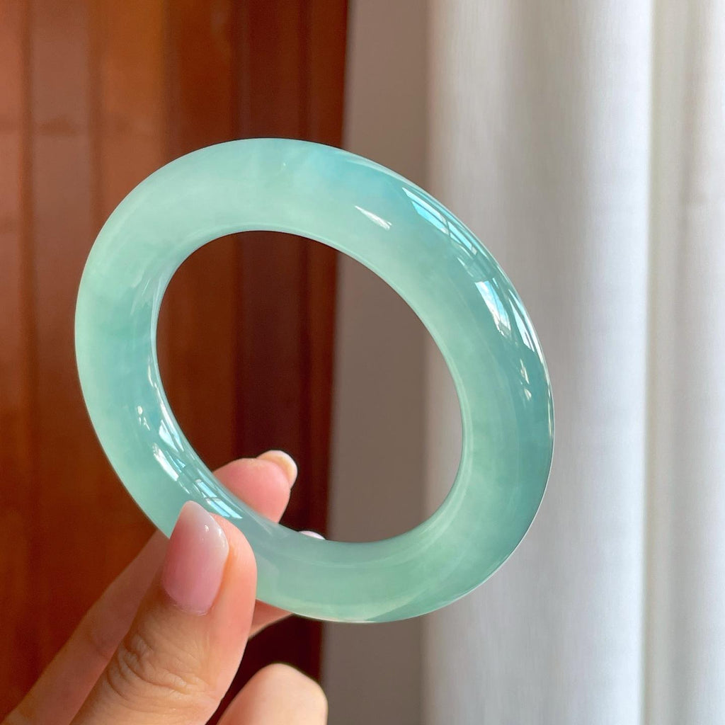 冰种晴底翡翠圆条手镯（55.4mm)（yc386436）