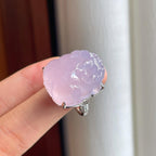 18k金钻镶冰种粉春貔貅戒指（yc253144）