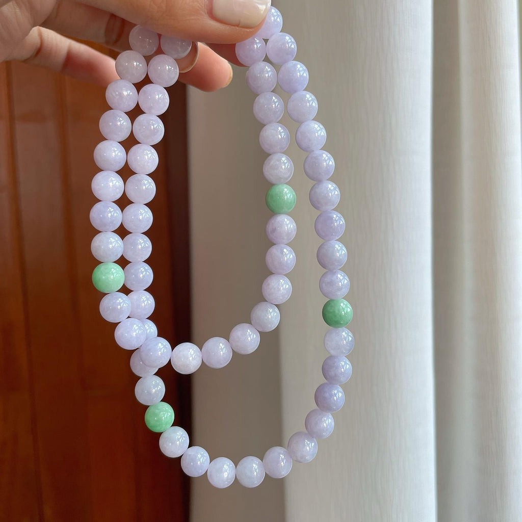 糯冰紫罗兰翡翠珠串项链（yc255681）
