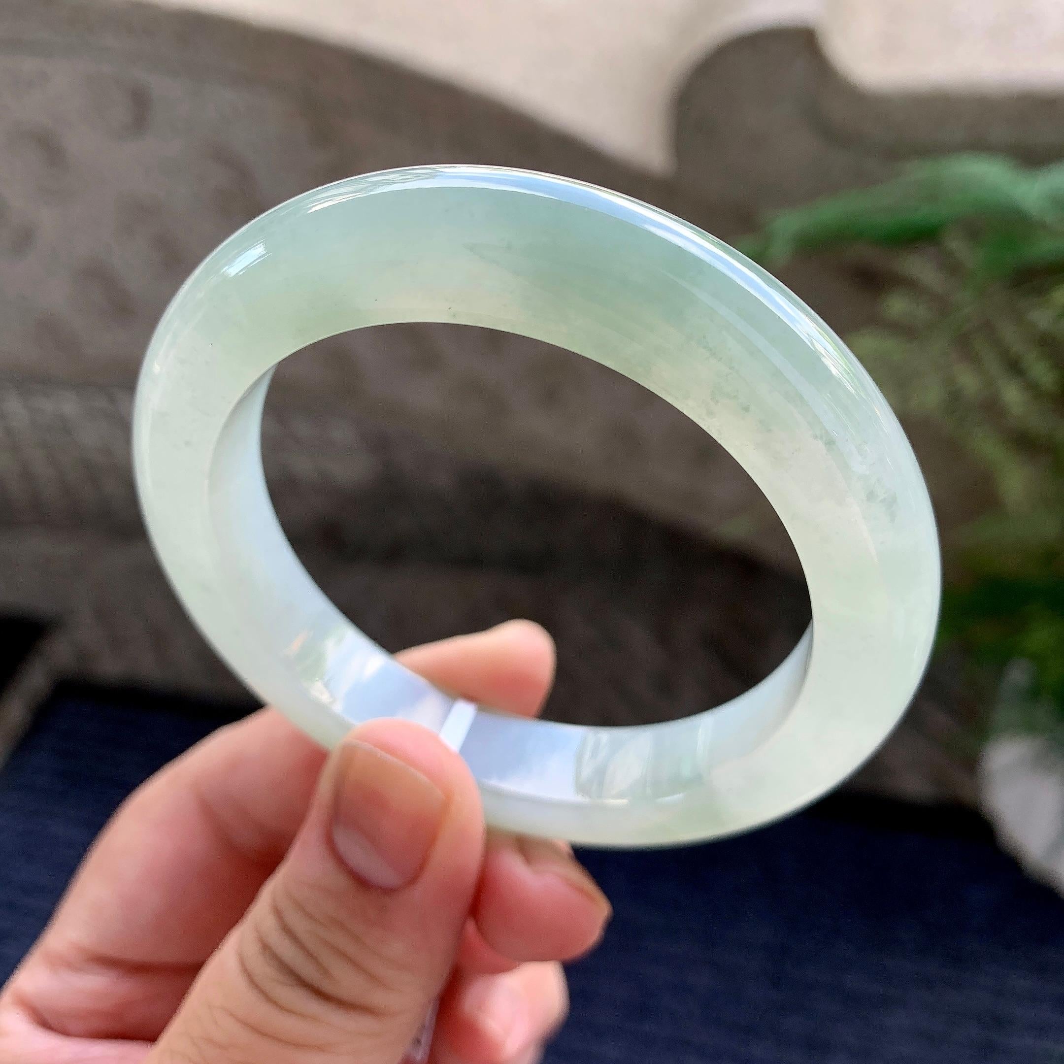 糯冰种晴底飘花平安镯（53.6mm）（yc226061）