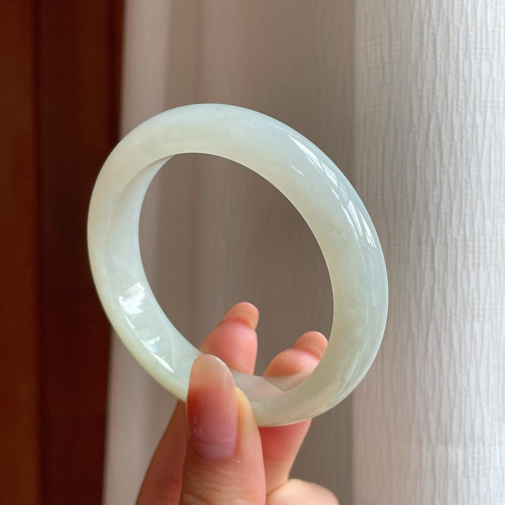 冰种黄翡翡翠平安镯（52mm)（yc350470）