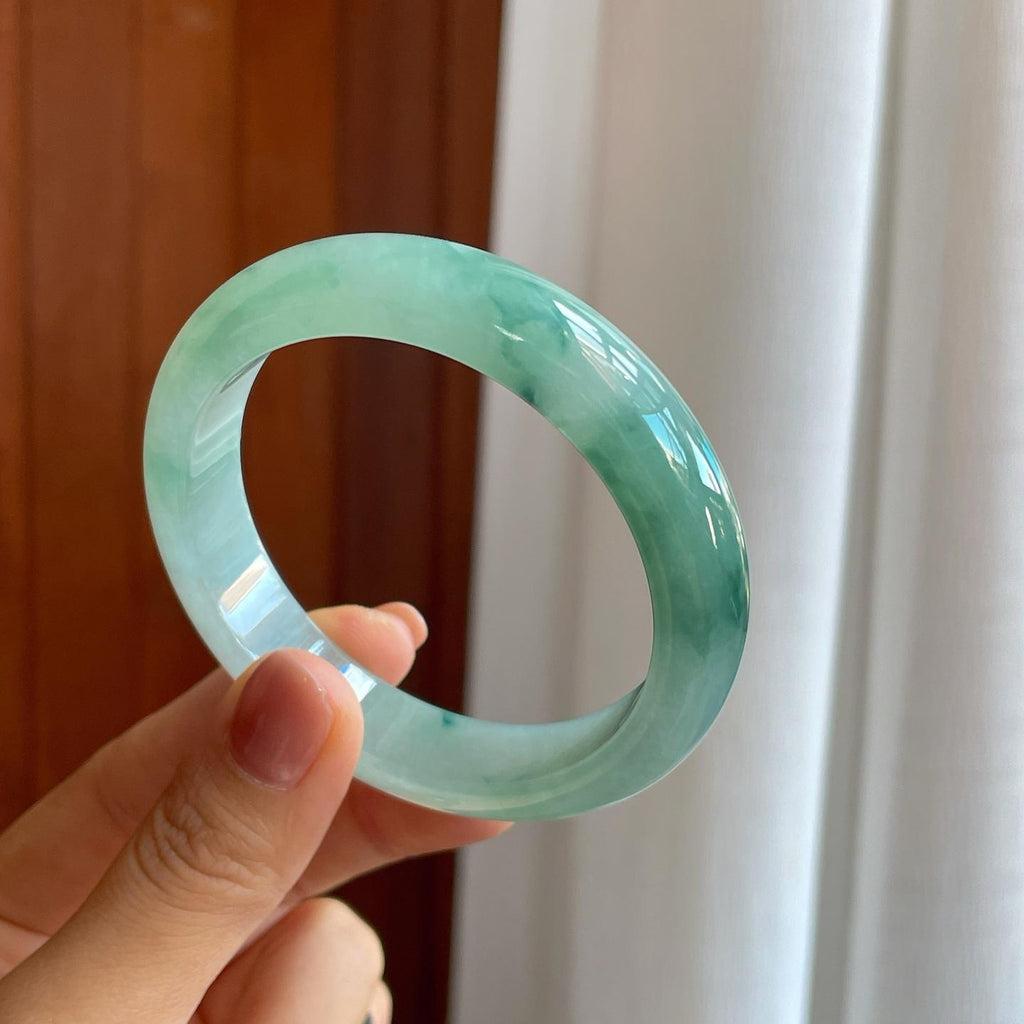 冰种飘花翡翠平安镯（56.7mm）（yc278717）