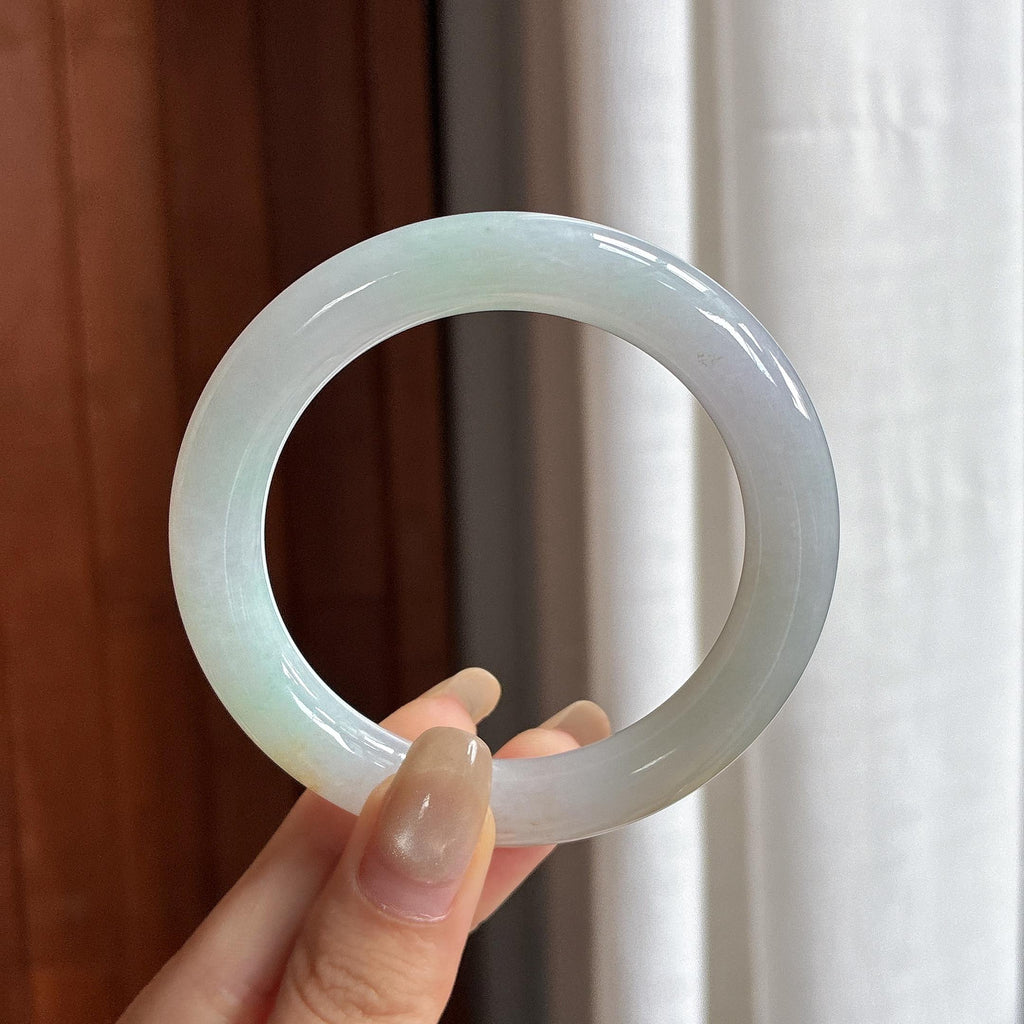 细糯种黄翡圆条手镯 54圈 天然缅甸A货翡翠（yc467858）