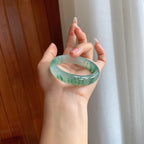 冰玻种飘花翡翠平安镯（52.7mm）（yc312940）