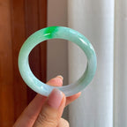 糯冰带色翡翠平安镯（52.8mm)（yc386423）