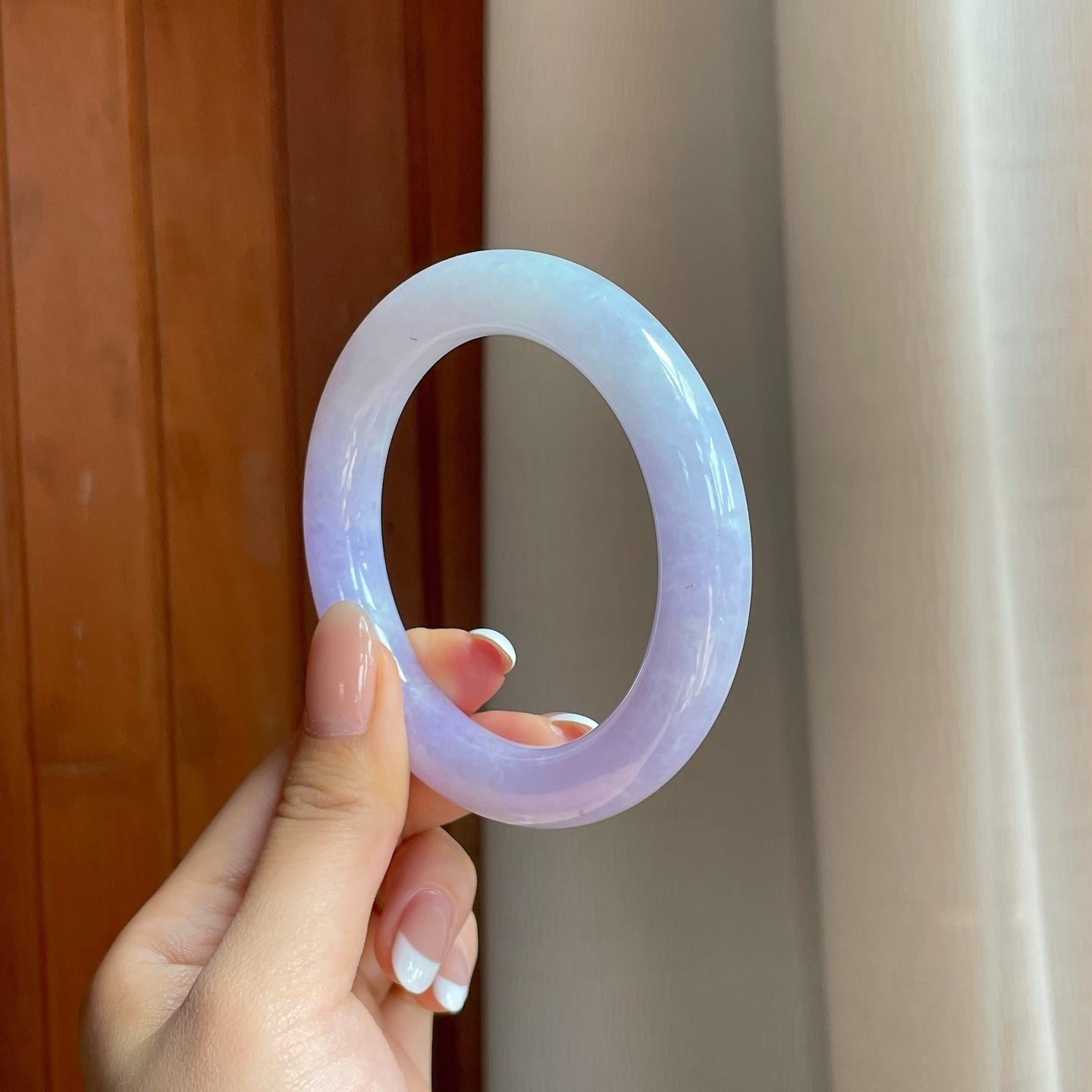 糯冰紫罗兰翡翠圆条手镯（57.7mm)（yc374711）