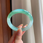 冰种带色翡翠平安镯（52mm)（yc397495）