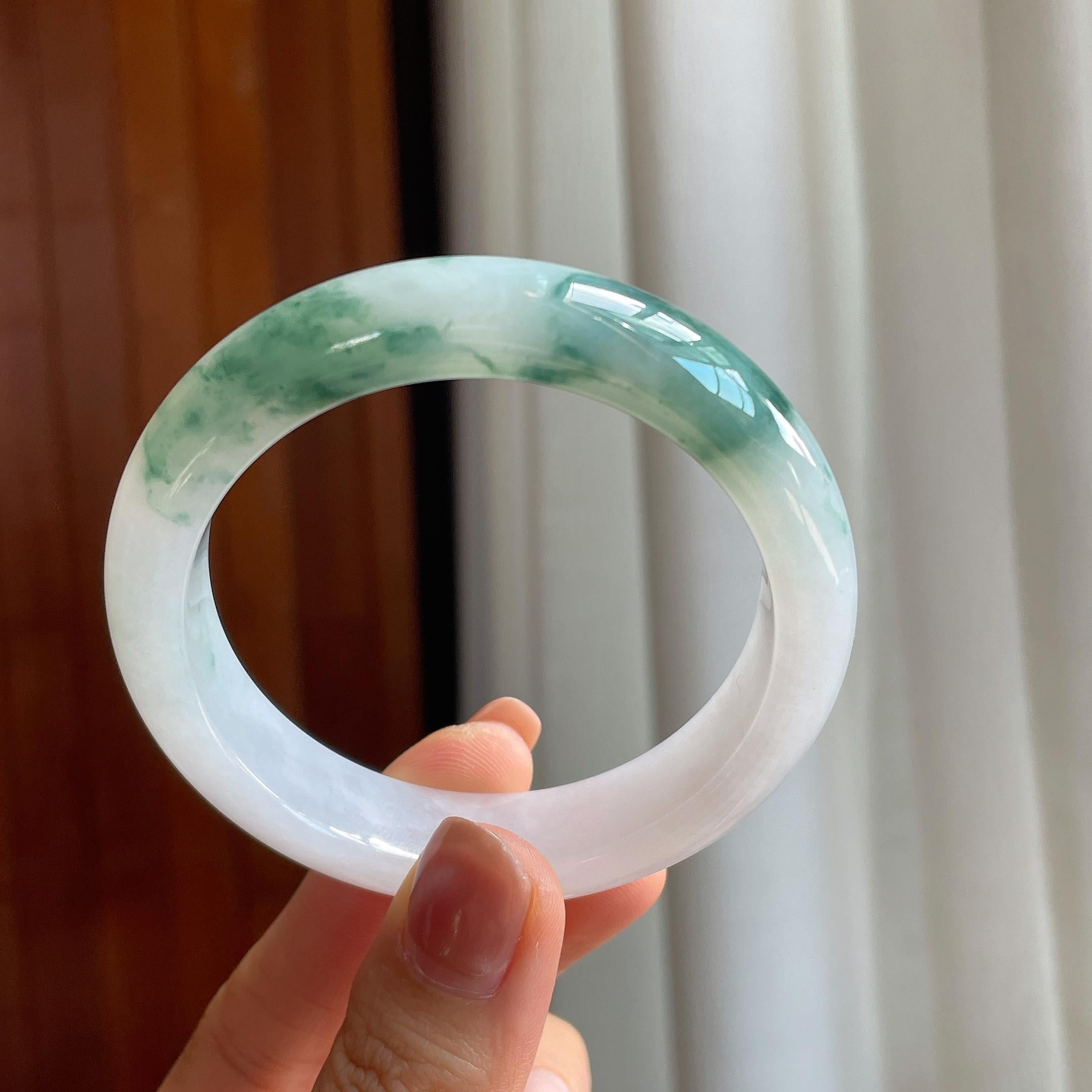 糯冰飘花翡翠平安镯（53.7mm）（yc285993）
