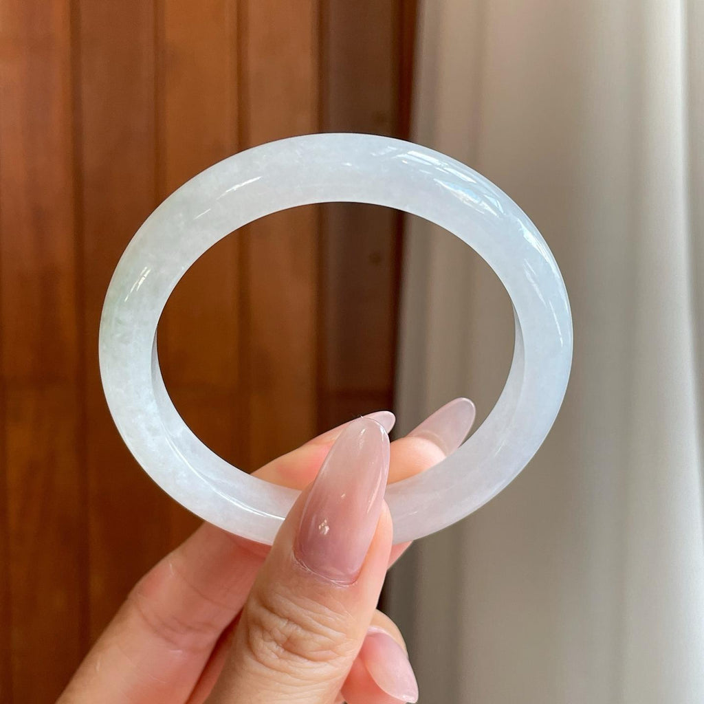 糯冰淡春底翡翠平安镯（53mm）（yc278064）