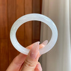 糯冰淡春底翡翠平安镯（53mm）（yc278064）