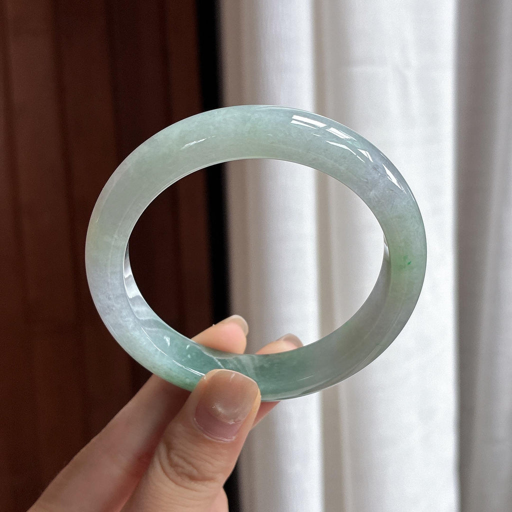 细糯种湖水绿正圈平安镯 58圈 天然缅甸A货翡翠（yc481639）