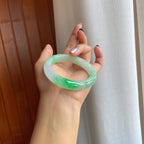 糯冰带色翡翠平安镯（56mm）（yc283270）