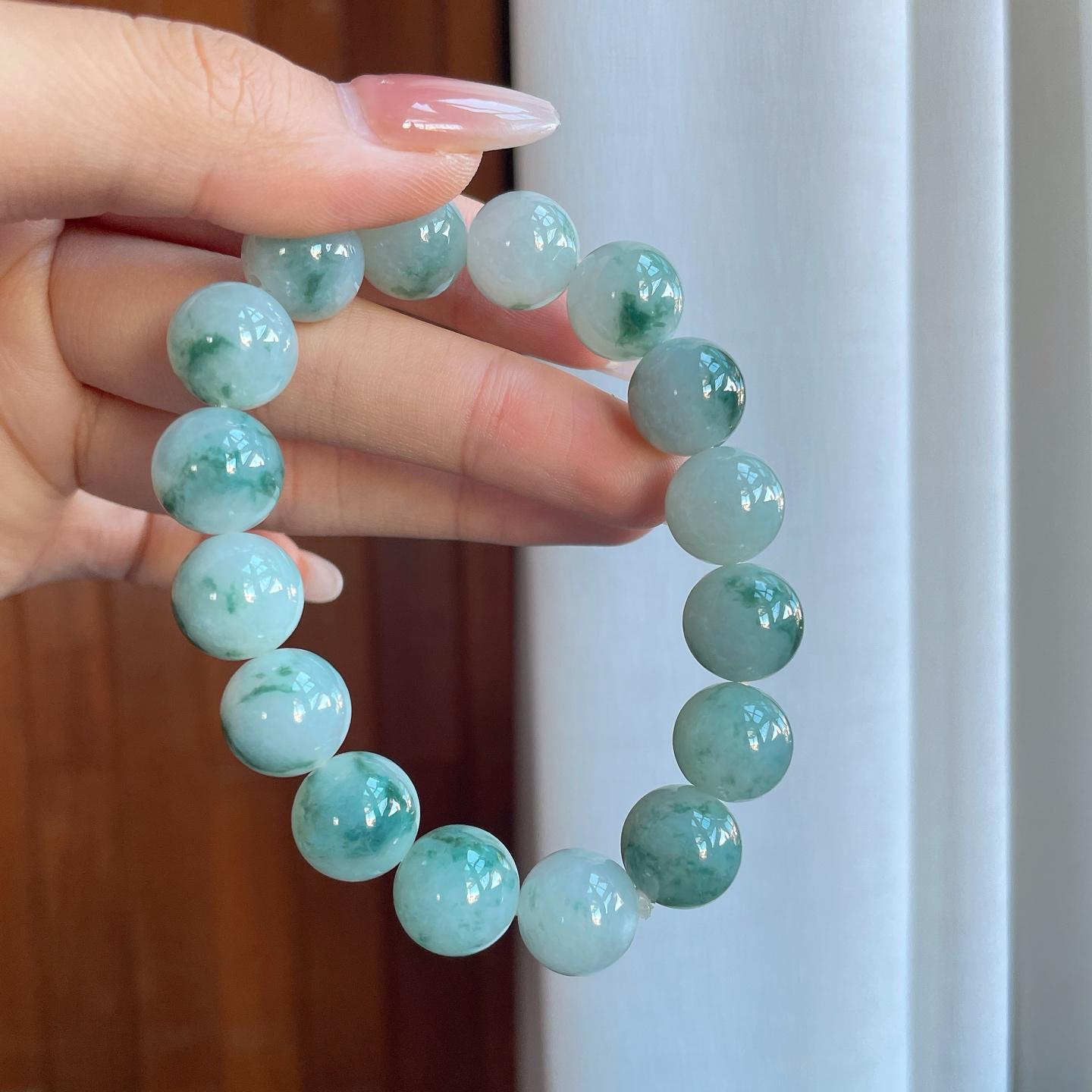 糯冰飘花翡翠珠串手串（yc266475）