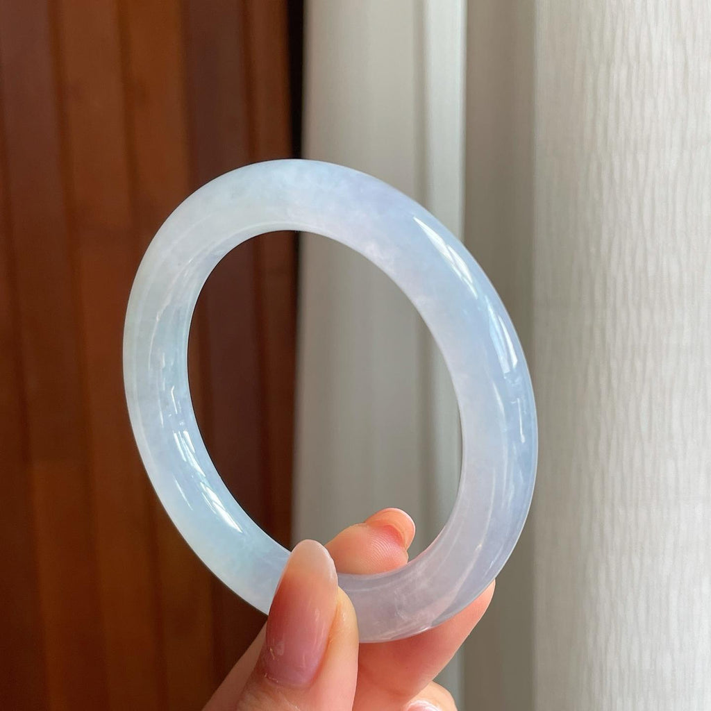 冰种淡底色翡翠圆条手镯（53mm)（yc363418）