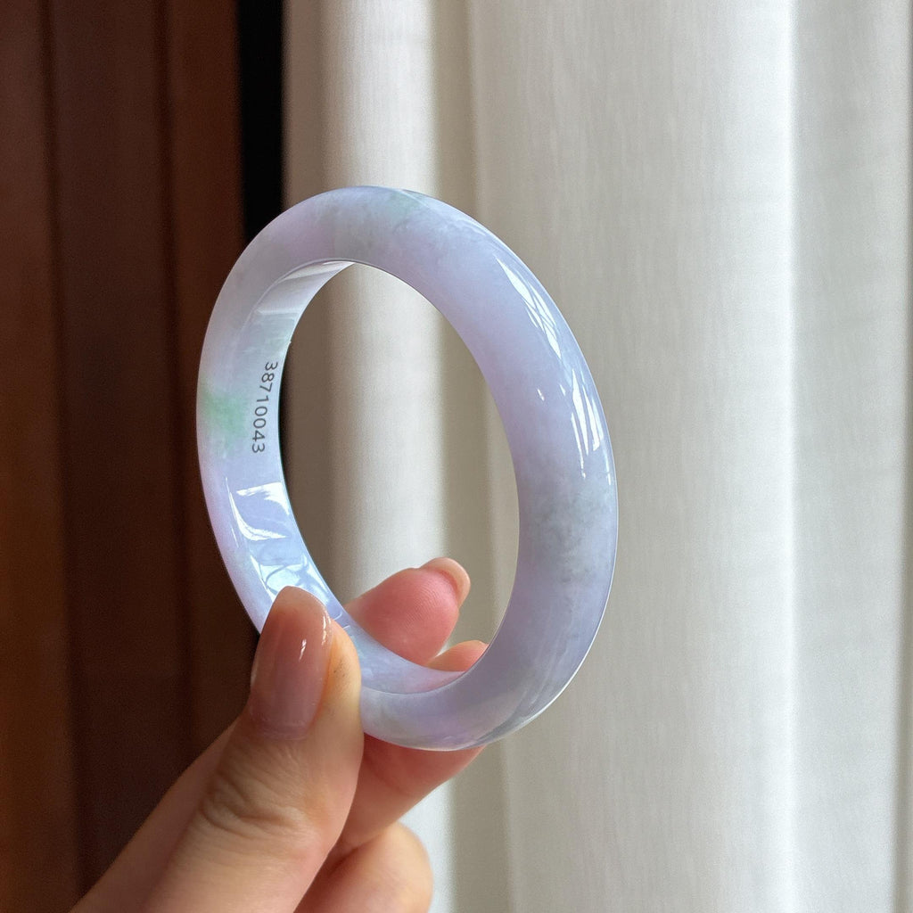 糯冰淡春底翡翠平安镯（53mm)（yc422979）