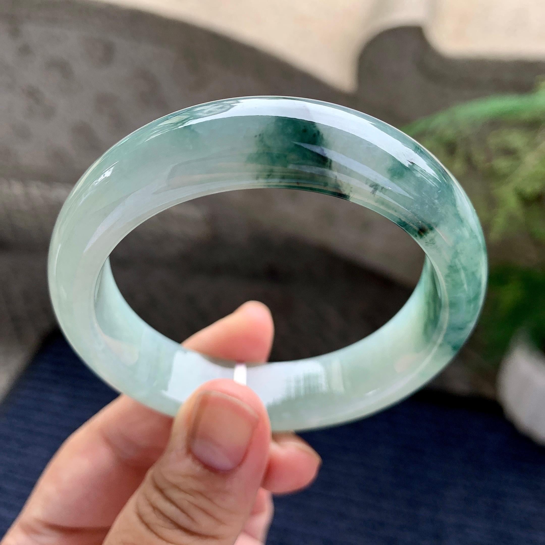 细糯种飘花宽版轮胎手镯（55.2mm）（yc228494）