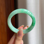 糯冰带色翡翠平安镯（57.7mm)（yc414469）