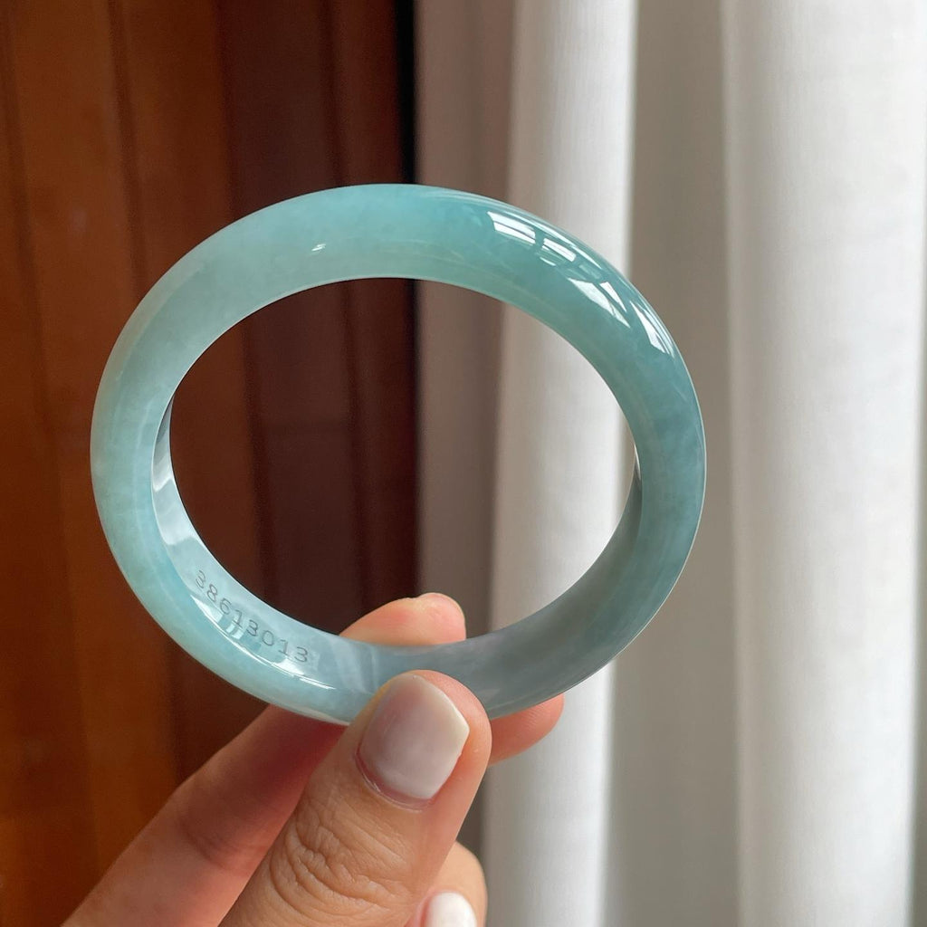 糯冰蓝底翡翠平安镯（56.6mm）（yc249160）