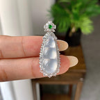 18k金钻镶高冰种无色福豆吊坠（yc255619）