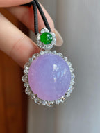 18k金钻镶糯冰紫罗兰翡翠蛋面吊坠（yc241725）