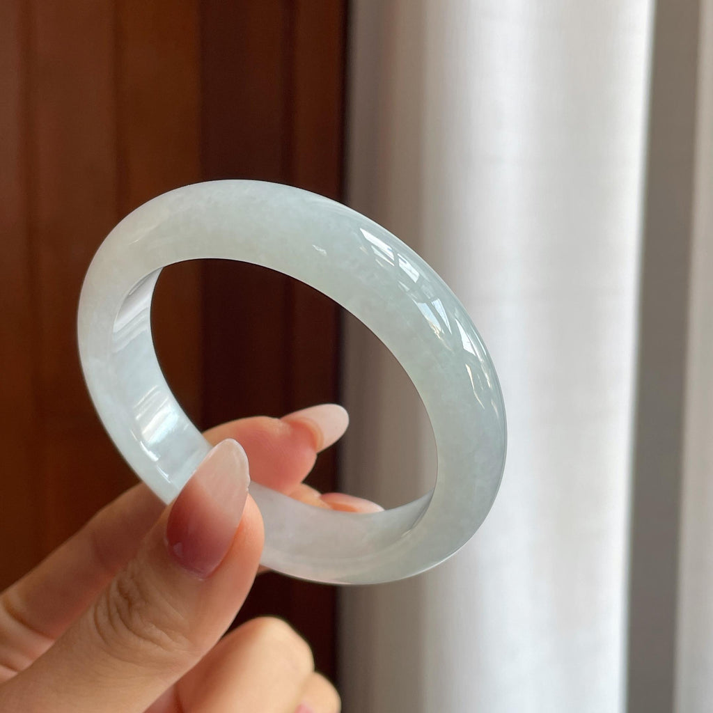 冰种无色翡翠平安镯（53mm）（yc302430）